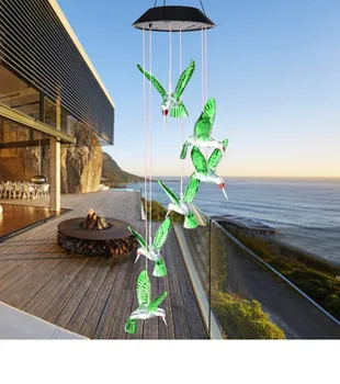 

Solar Color Changing LED Hummingbird Wind Chimes Light Lamp Waterproof Eco-friendly Wind Chimes Home Garden Decor Party Supplies