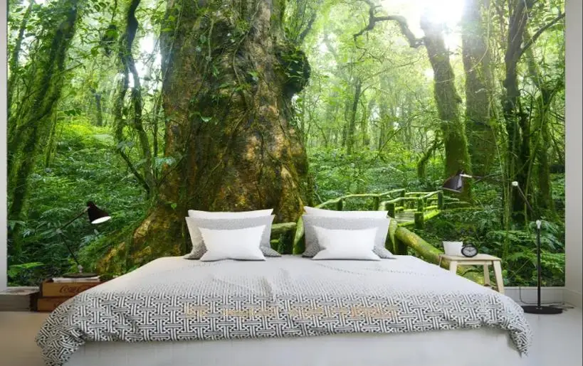 

3D обои для комнаты, солнечный свет, растения, большое дерево, лес, фон, Настенные обои для стен, Современное украшение, 3 d