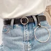 Punk Women PU Leather Belts Alloy Round Pin Buckle Pendant Female Designer Waist Belt High Quality Jeans Trouser Decorative 1