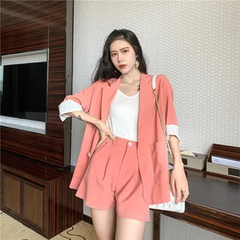 

Solid 2 Piece Set Women Summer Elegant Office Lady Casual Suits Two Piece Sets Top And Pants suit