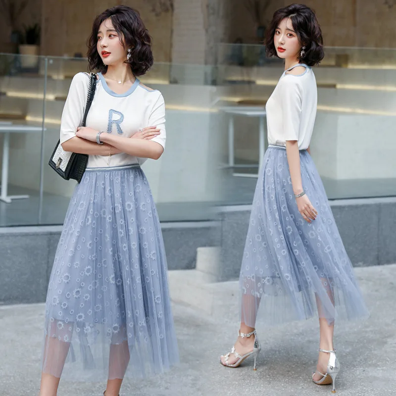 

Skirt Fairy Immortal MORI Series Students Elegant Long Skirts Women's Summer Sweet Gauze Half-length Set Dress Short-height