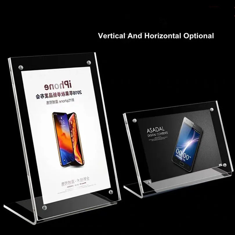

A6 Acrylic Sign Holder with Magnet Button Closures Desktop Display Acrylic Photo Picture Frame Stand