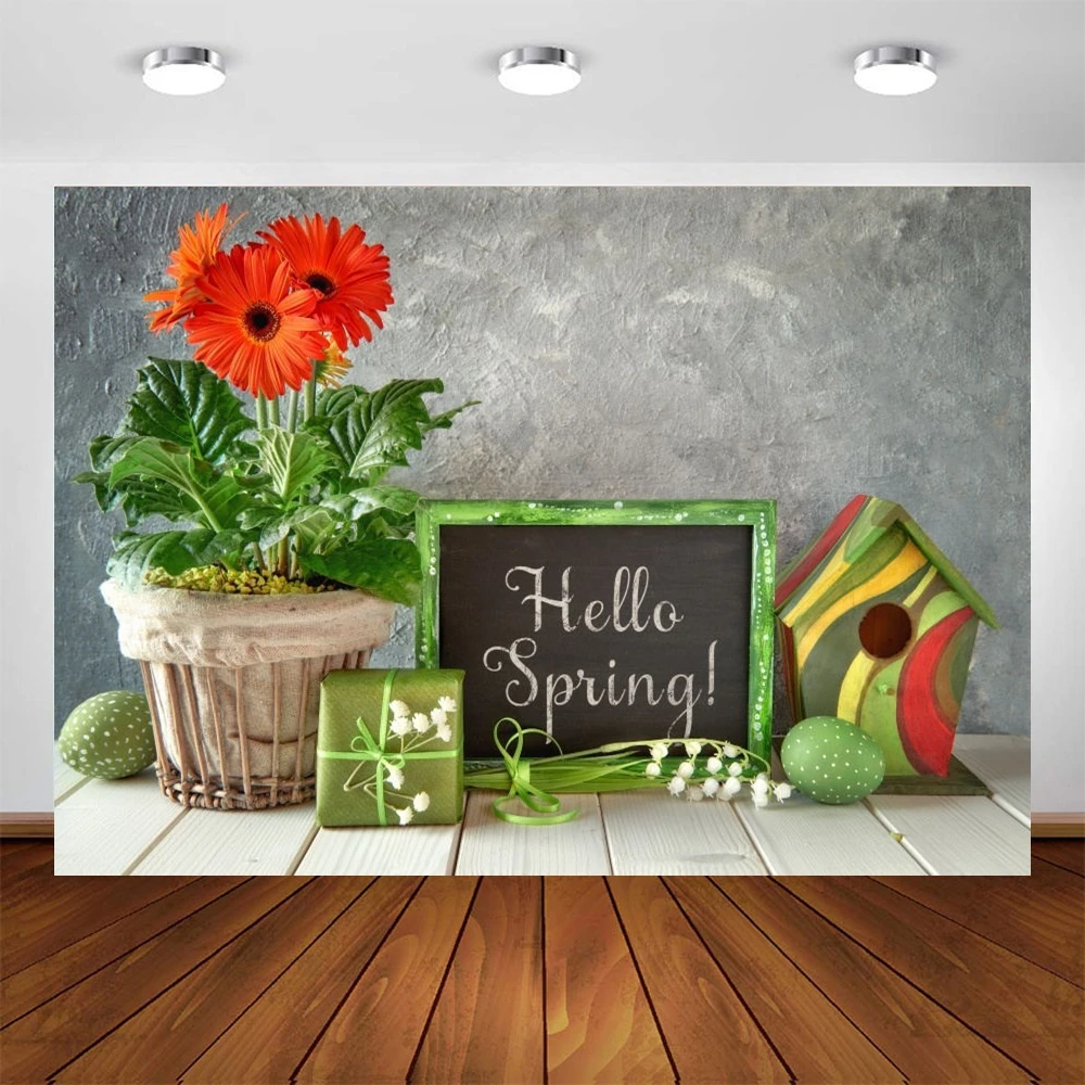 

Background For Backdrop Spring Easter Flower Wooden Floor Leaf Eggs Photography Newborn Baby For Photo Studio Vinyl Photocall