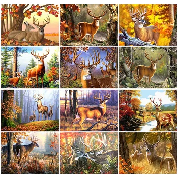 

HUACAN 5D DIY Diamond Painting Deer Diamond Art Full Drill Mosaic Animal Embroidery Handmade Home Decoration