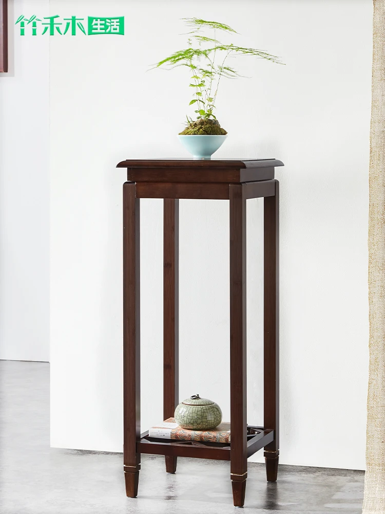 

Chlorophytum Flower Rack Double-deck Bamboo To Fake Something Antique Chinese Style Frame A Living Room Flower Rack