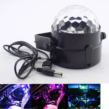 

Mini LED Music Light For Car DJ Disco Party Crystal Magic Ball USB Interface Stage Effect Rotating Bulb Auto/Sound Control