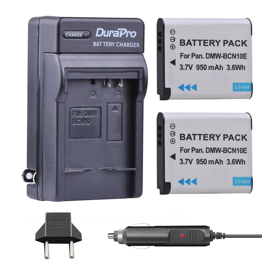 

2PC 950mAH DMW-BCN10 DMW BCN10 DMW-BCN10E Camera Battery + Car Charger for Panasonic Lumix DMC-LF1 Lumix LF1 LF1K LF1W Cameras