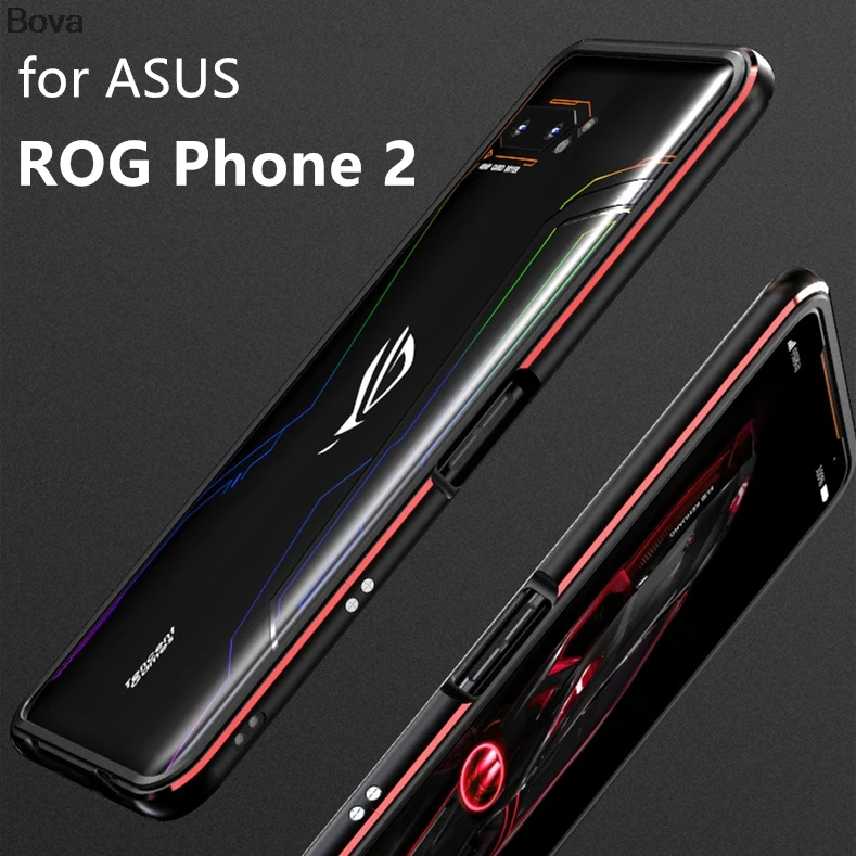 Tanie Etui na telefon rog 2 luksusowe Deluxe Ultra cienkie zderzak aluminiowy dla Asus telefon rog 2 ZS660KL + 2 Film (1 przód + 1 z tyłu)