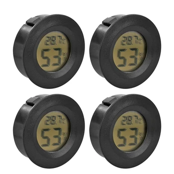 

4pcs Hygrothermograph LCD Display Round Electronic Thermometer Hygrometer