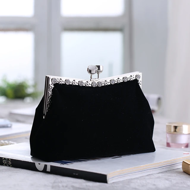 Womens Clutch Pearls Evening Bag Wedding Party Purse and Shoulder Handbag,  Black, One Size : Amazon.in: Fashion