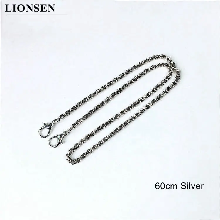 60cm silver Lionsen 120 см 60 см сменная цепь ремешок металлический браслет застежка кошелек цепь сумка ручка плеча дорожные сумки цепочка ремень - Цвет: 60cm silver