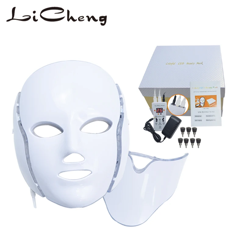 

Licheng 7 Colors Led Light Therapy Acne Mask Neck Led Mask Beauty Therapy Photon Korean Skin Care Led Mask