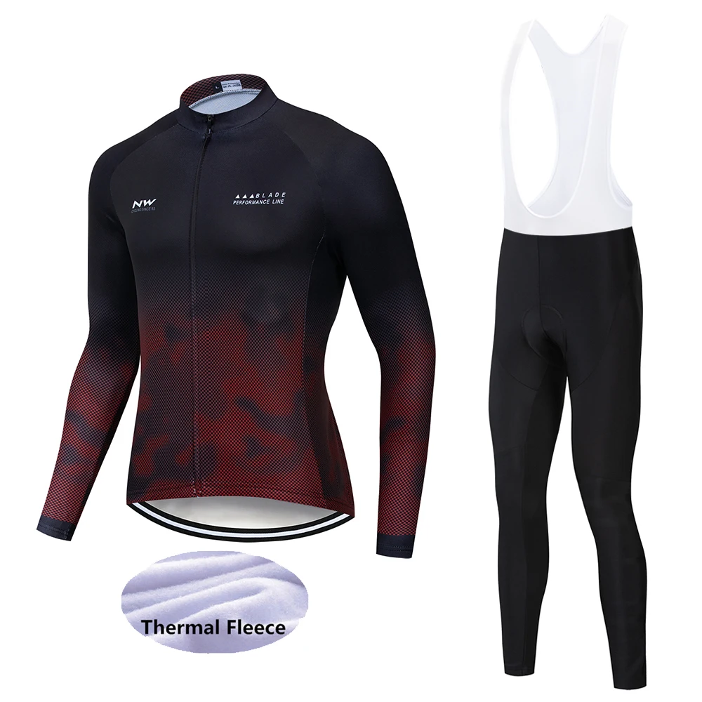 Cycling suit Pro Team NW Зимняя Теплая Флисовая велосипедная одежда для мужчин Northwave Джерси костюм для езды на велосипеде MTB Одежда комбинезон комплект - Цвет: Cycling suit