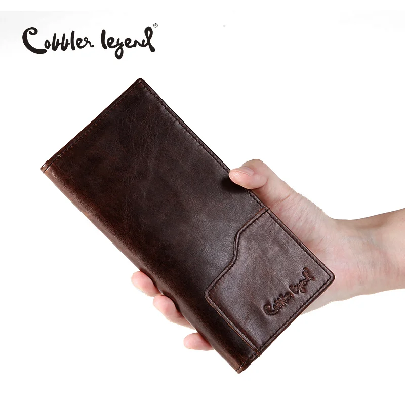 Cobbler Legend деловой мужской бумажник однотонный длинный из натуральной кожи