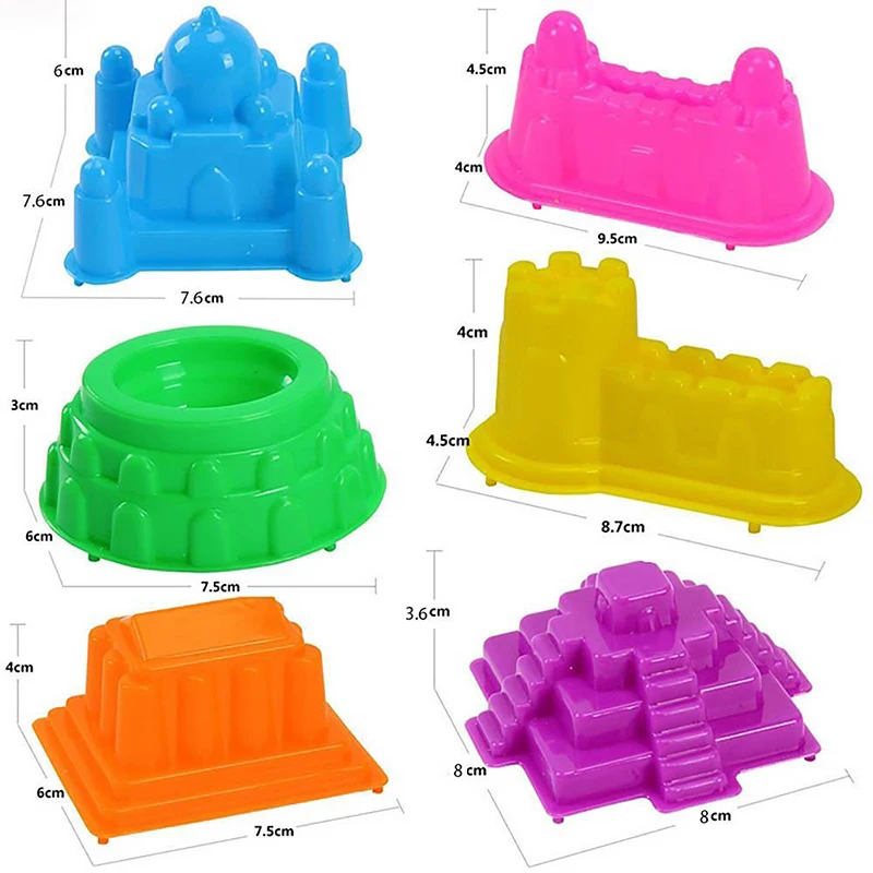 6Pcs Mini World Ancient Building Castle Clay Mold Indoor Beach Sand Toy Model 