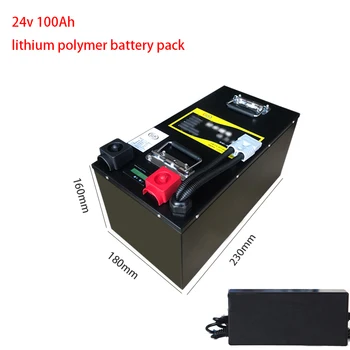 

24V 100Ah Lithium polymer battery 24v lithium BMS 7S for 2000w inverter Portable power scooter bike light fishing + 10A charger
