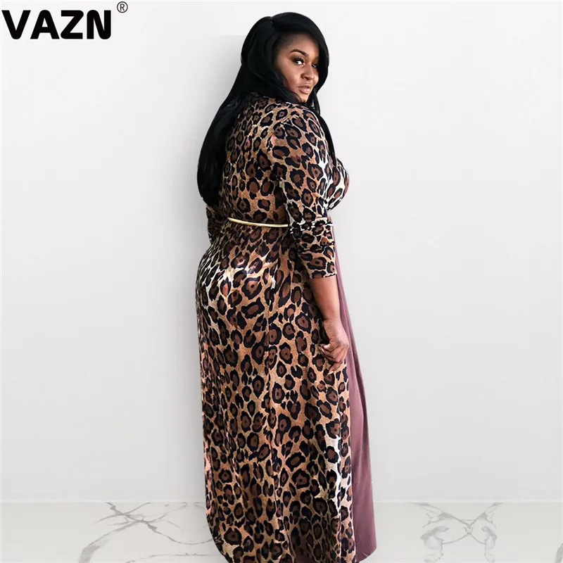 VAZN ME348 стиль леопардовая Модная женская сексуальная кофта кружевная X-Long открытая стежка длинный рукав плащ Свободная верхняя одежда