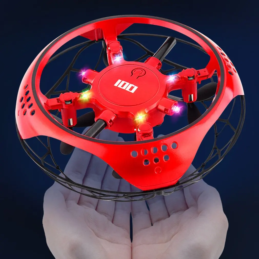 НЛО датчик жестов самолет Интеллектуальный подвесной игрушечный беспилотник Мини четыре оси мальчик игрушки флэш летающий диск Детский подарок игрушки на открытом воздухе