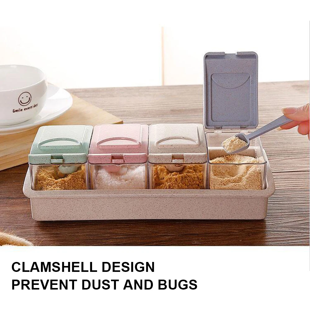 厨房装佐料盐罐调料罐调料盒小麦秸秆调味罐调味瓶罐套装_A6_7