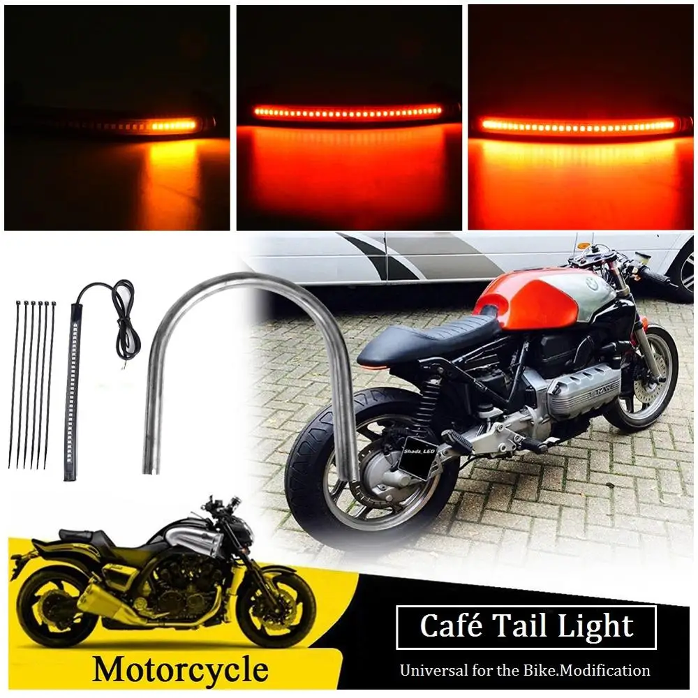 

For Cafe Racer Scrambler Rear Seat Frame Hoop Loop LED Brake Turn Tail Light 230mm For Honda CB 500 550 650 Yamaha XS Suzuki GS