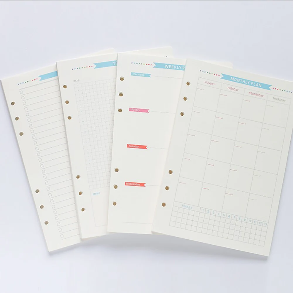 

40 Sheets Simple Notebook Refills Kawaii Stationery 6 Holes A5 Refilling Inner Pages Loose Leaf Note Pads Learning Supplies