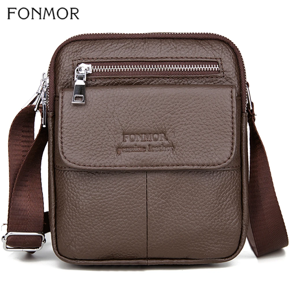 Сумка кросс боди Fonmor мужская из натуральной кожи мессенджер с клапаном модная