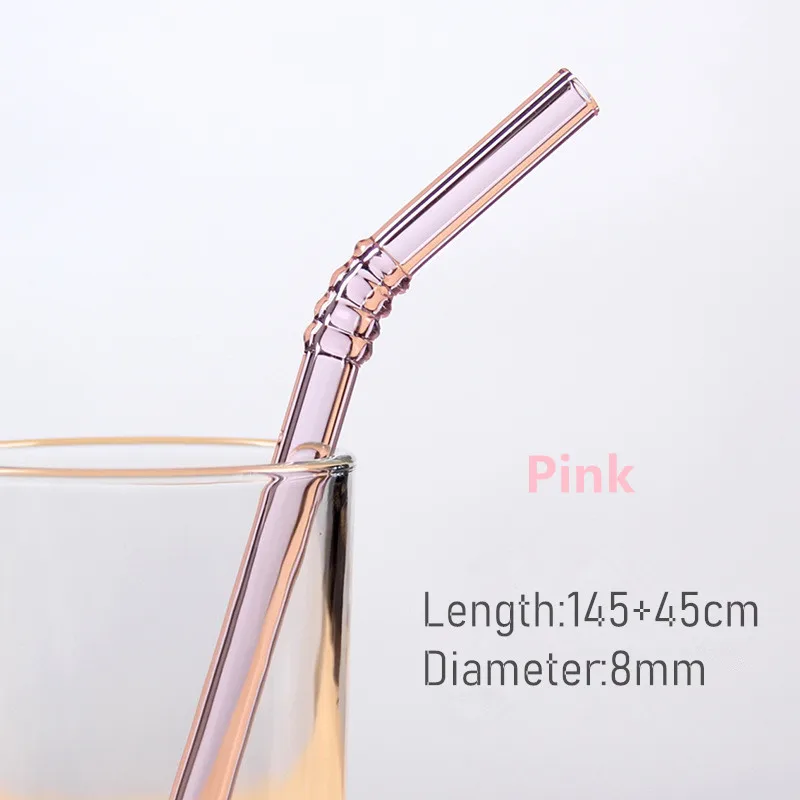 pink Качественная многоразовая стеклянная соломинка для коктейля, чашка для сока, молока, кофе, чая, изогнутые согнутые питьевые соломинки для бара, вечерние, INS, каменная чашка кувшин - Цвет: pink