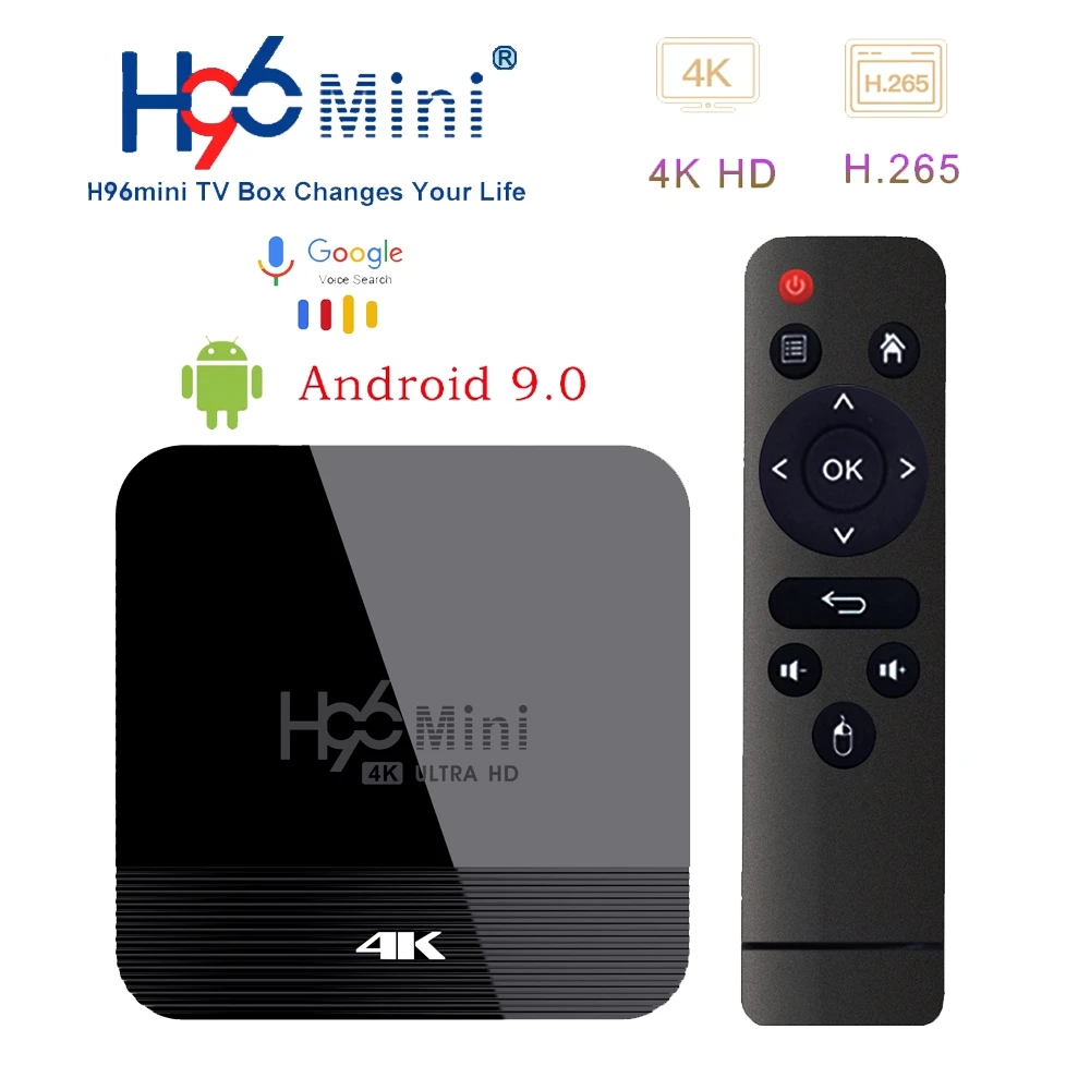 

H96 mini H8 9.0 Android TV Box Rockchip RK3228A 4K Smart TV Box H.265 4K Google Voice Media Player with Bluetooth 4.0 youtube