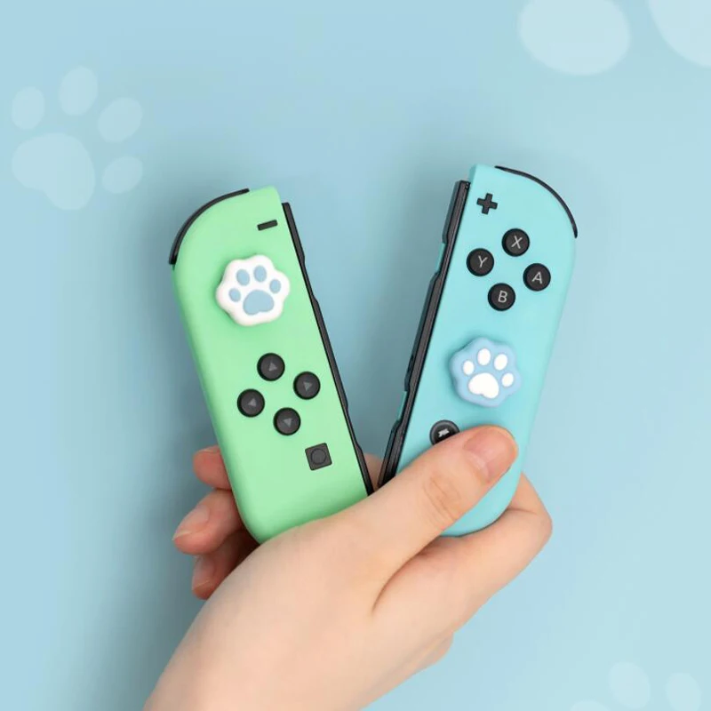 Cat Paw Thumb Stick Grip Cap Capa Protetora Joystick para Nintendo Switch Oled Lite Controlador Joy-con Caixa de Polegar Rosa Azul - Image 6