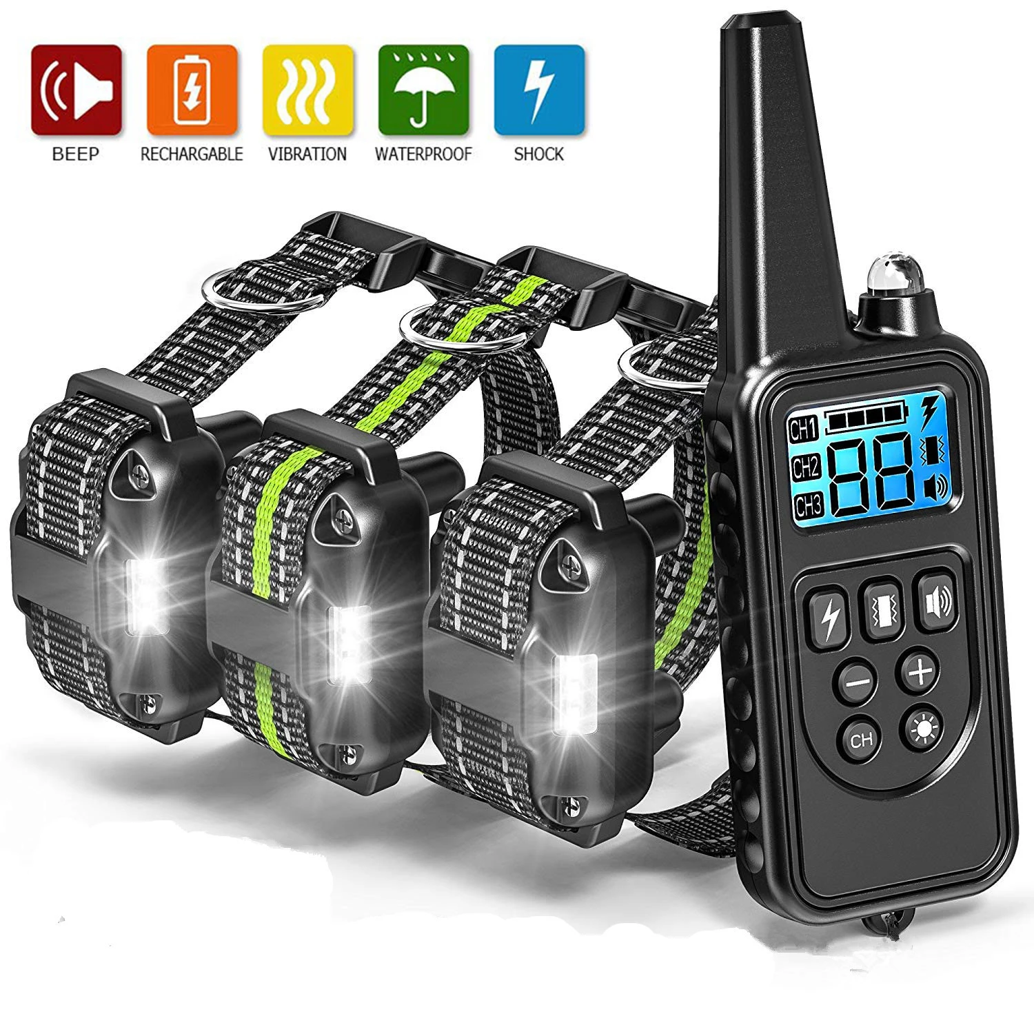 800m Electric Dog Training Collar Remote Control Waterproof Rechargeable Collars for Shock Vibration Sound adiestramiento perro | Дом и сад