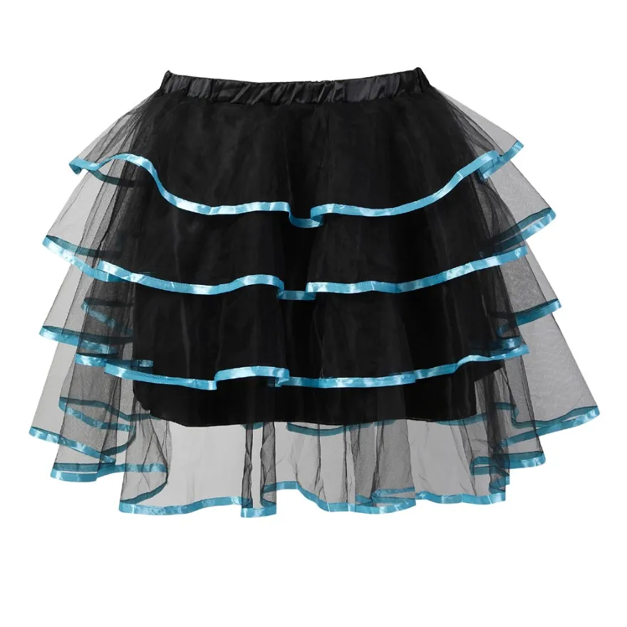 Women Sexy Mini Tutu Skirt Multilayer Mesh/Tulle/Lace/Floral Decoration Mini Pleated Skirts Fashion Dance Skirt Plus Size S-6XL