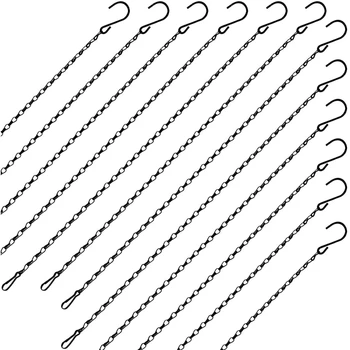 

12 Pack Hanging Chain, HEAVY DUTY 50cm Hanging Flower Basket Replacement Chain -3 Point Garden Plant Hanger for Outdoor or Indoo
