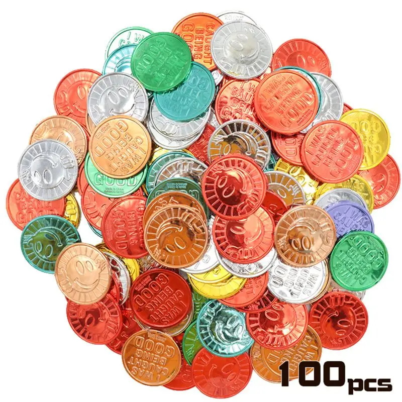 

Smile Face Pirate Gold Coins Plastic Set of 100,Play Gold Treasure Coins