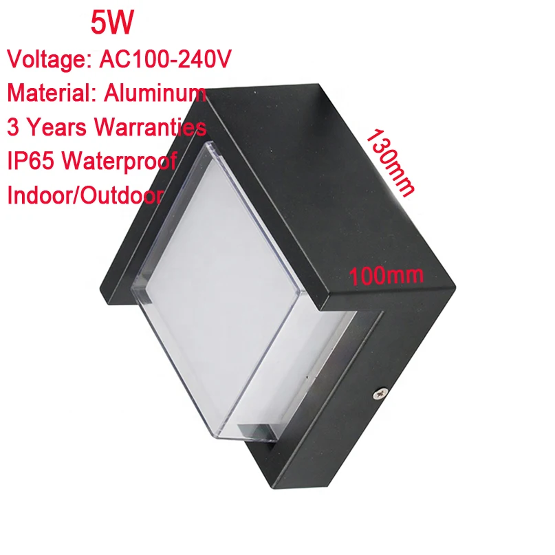 5W/12W LED Wall Lamps Black Color Shell IP65 Waterproof Indoor and Outdoor Lighting Aluminum Wall Light With 3 Years Warranties