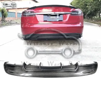 

Carbon Firber Rear Bumper Exhaust Diffuser Lip Spoiler For Tesla Model S Sedan 2014-2016 Car Sticker Spoiler with Car wrap angle