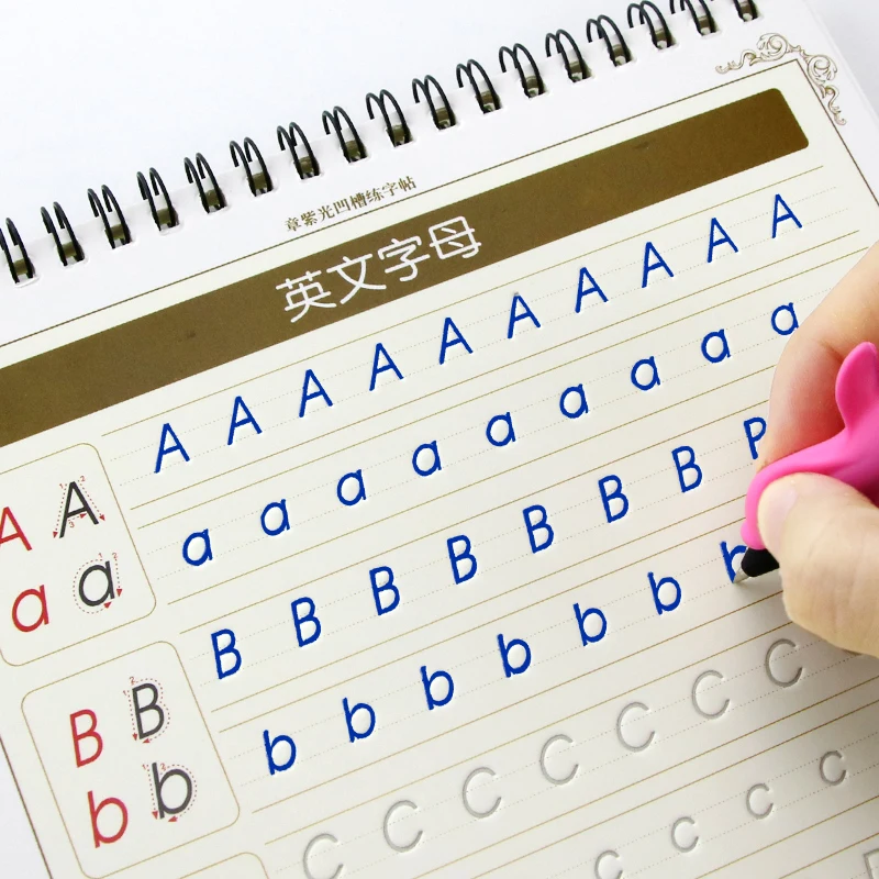 Libro de escritura en inglés para niños, libro de caligrafía, escritura a mano, práctica de aprendizaje en inglés