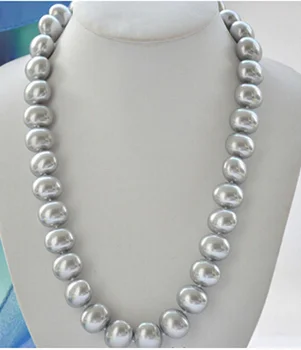 

gray Ellipse For Women silver jewelry GRAY SOUTH SEA SHELL PEARL NECKLACE 18inch Factory Wholesale price Women Gift word Jewelry
