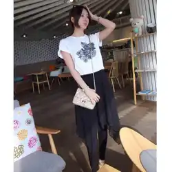 6084 # (тонкий) корейский стиль нерегулярная шифоновая юбка Базовая юбка-брюки поддельные двухсекционные плюс размер похудение леггинсы юбка