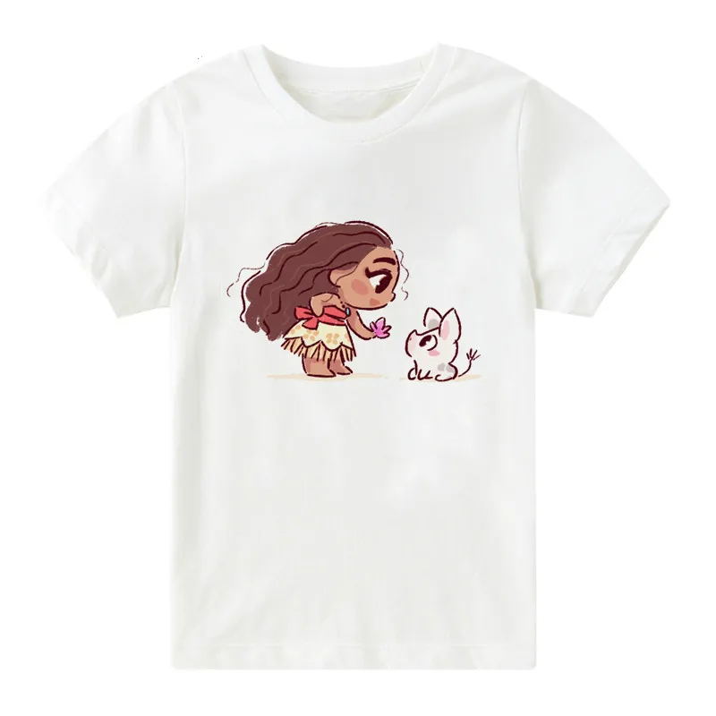 От 2 до 12 лет, футболка для маленьких девочек футболки для больших девочек, футболки для детей с принтом Моаны и Эльфина, Детская футболка с героями мультфильмов летняя одежда, BAL105