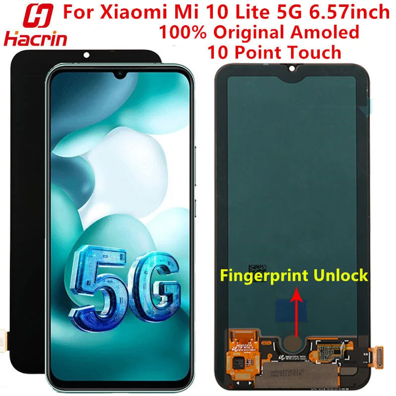 US $127.76 AMOLED Screen For Xiaomi Mi 10 Lite 5G Display Screen Original Lcd DisplayTouch Screen With 10 Point Touch For Xiaomi Mi10 Lite