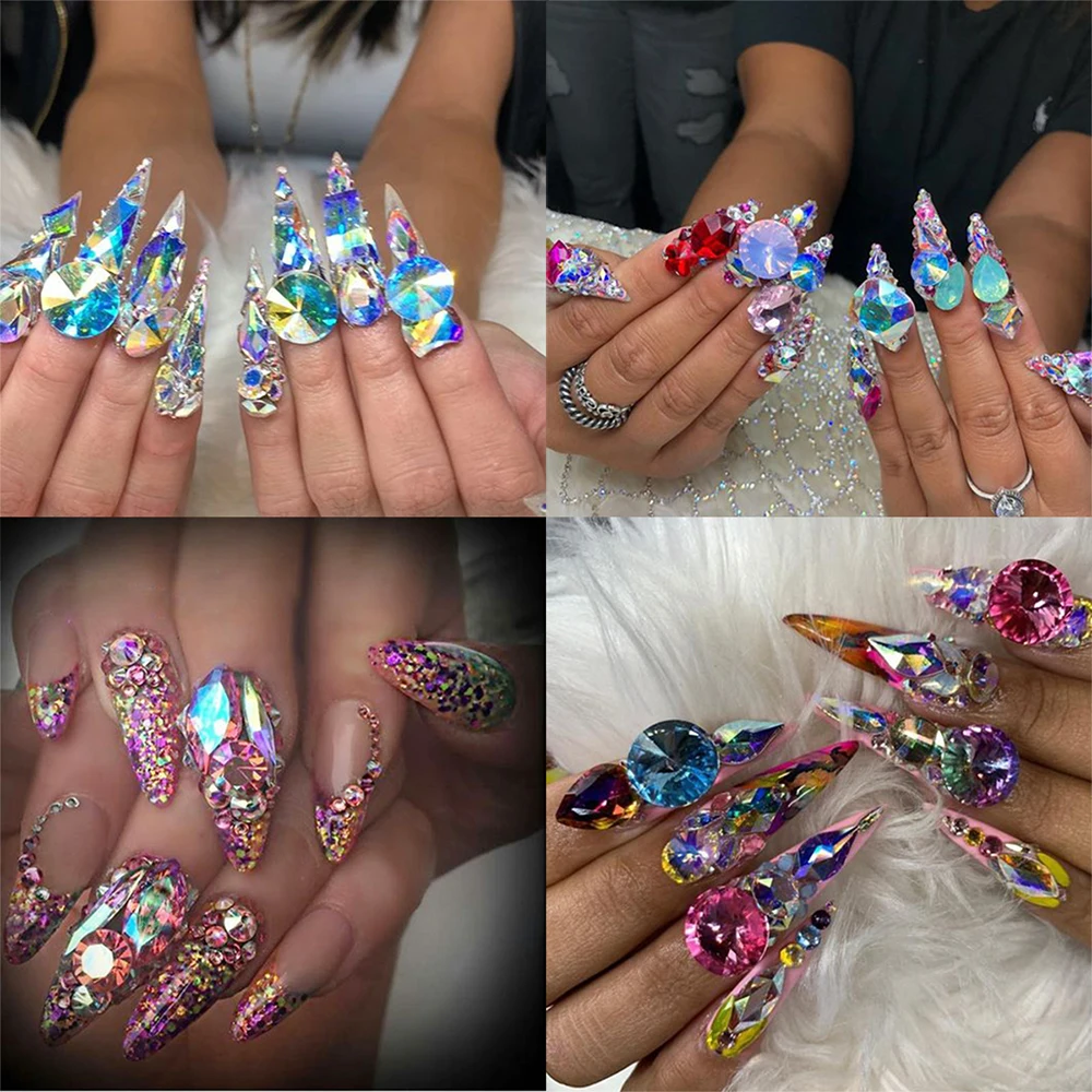 Смешанные 50 шт. кристально прозрачные AB Nail Art Стразы DIY заостренные Кристальные