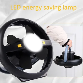 

2 In 1 Camping Ceiling Fan Light Portable Hanging Flashlight Fan Camping Lantern Battery Power/USB Rechargeable Tent Lamp
