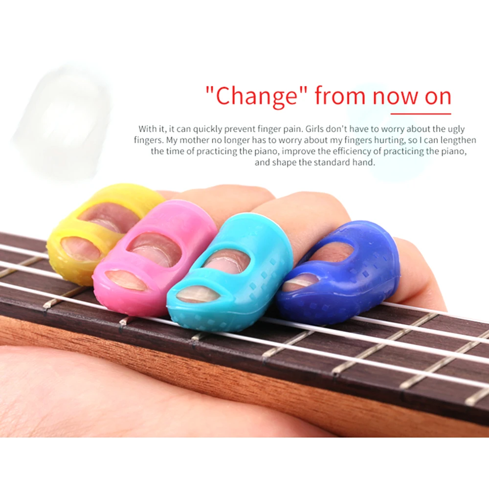 Гитарные части 4 шт протекторы для пальцев гитарные колпачки из силикагеля для гитары укулеле для начинающих
