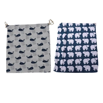 

2 Pcs Cotton Travel Drawstring Tote Storage Bag for Underwear Toy Storage Bag L, Polar Bear & Whale