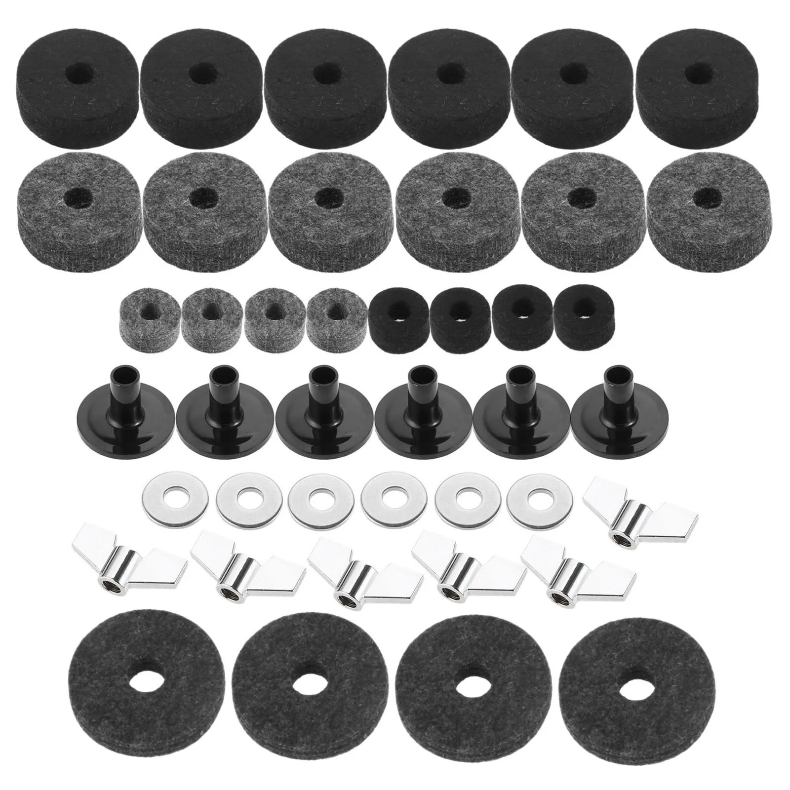 Cymbal Felts Hi-Hat Clutch Felt Hi Hat Cup Felt Cymbal Stand Sleeves with Base Wing Nuts and Washer for Drum Set of 21Pcs