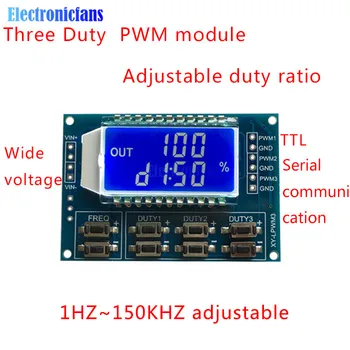 

3 Channel PWM Board Module Pulse Frequency Duty Cycle Adjustable Module Signal Generator 1Hz-150Khz with LCD Display