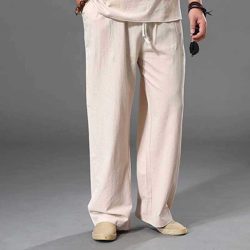 Cotton Linen Pants Men Japan Style Large Size