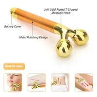 3 in 1 Roller Massager Facial Beauty Bar 24k Golden Vibrating Full Body Massage Device Face Lifting Anti Wrinkle Skin Care Tools 3