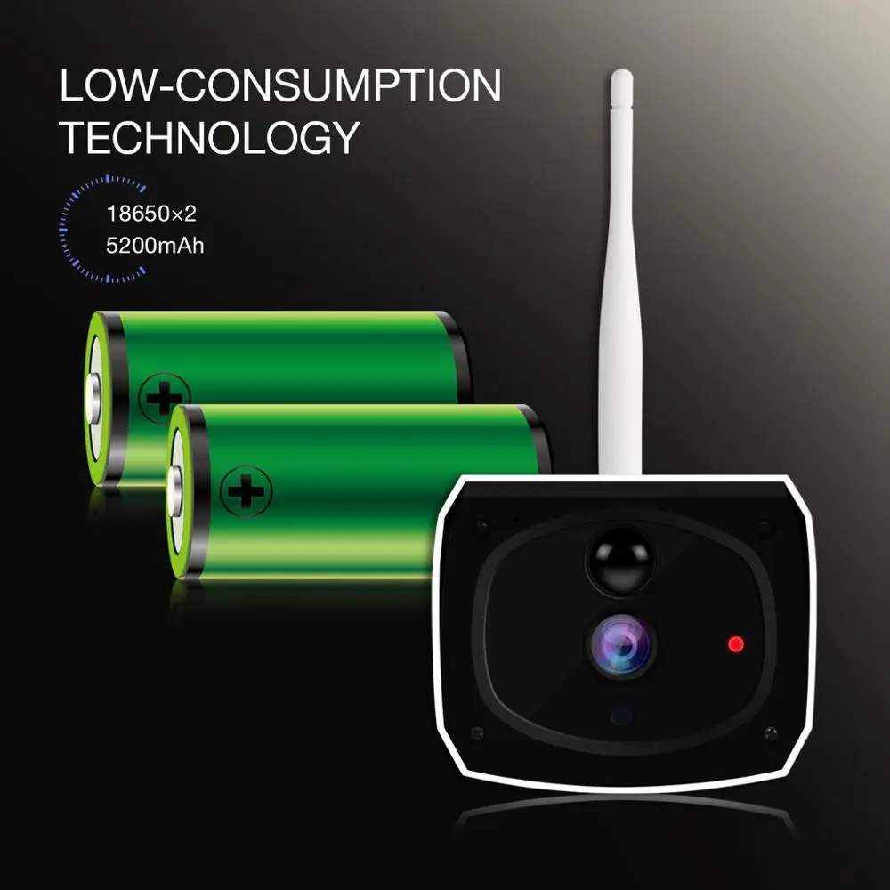 1080P Solar Wifi Camera Waterproof IP Camera Rechargeable Battery CCTV Security Surveillance with PIR Detection Night Vision