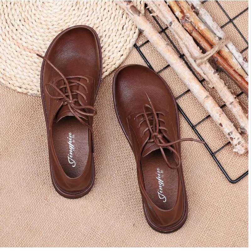 Fashion Vintage Handmade Shoes Women Flats Genuine Leather Soft Bottom Women Shoes Soft Comfortable Casual Shoes Woman Loafers